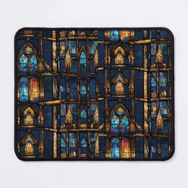 Item preview, Sacrilege Skate - Gothic Cathedral Meets Street Culture Art in Midnight Blue & Gold designed and sold by WeirdlyWorn.