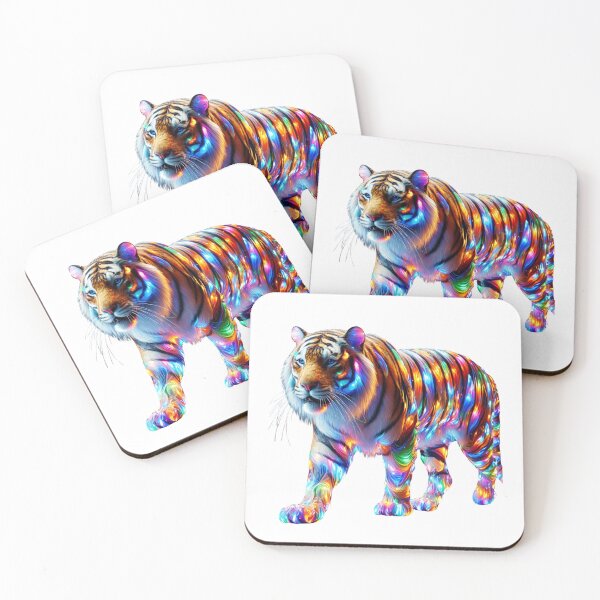 Item preview, Glowing Colorful Tiger – Vibrant Glassy Art designed and sold by GloriousArtSKD.