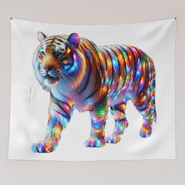 Item preview, Glowing Colorful Tiger – Vibrant Glassy Art designed and sold by GloriousArtSKD.