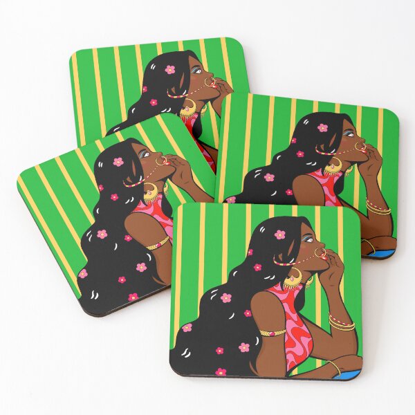 Item preview, Indian woman with long black hair full of flowers designed and sold by Jenny Rattina.