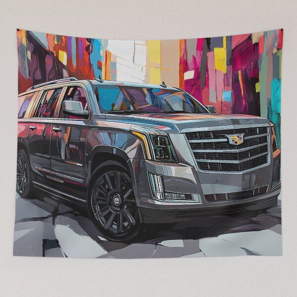 Artikelvorschau, „Grauer Cadillac Escalade – Digitaler Pop-Art-Druck“ VIII entworfen und verkauft von AutoPopStudio.