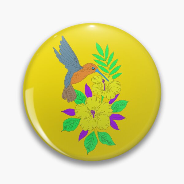Item preview, Pretty yellow green and purple flower and bird aesthetic designed and sold by Bekadesignart.