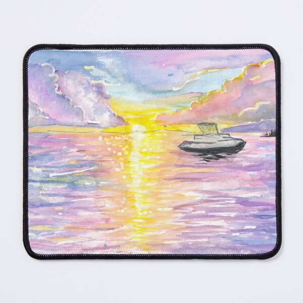 Item preview, Golden Tobago Sunset with Boat on Tranquil Waters designed and sold by artshop77.