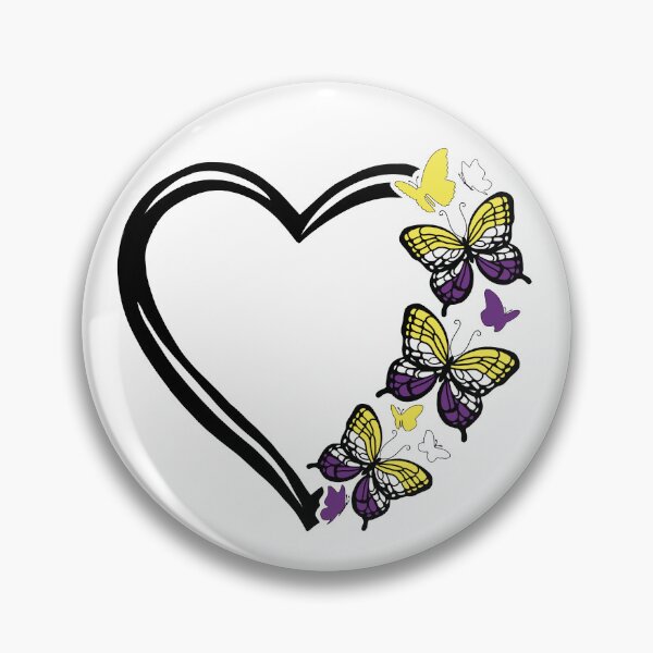 Item preview, Nonbinary Pride Flying Butterfly Heart  designed and sold by QueenS-Gallery.
