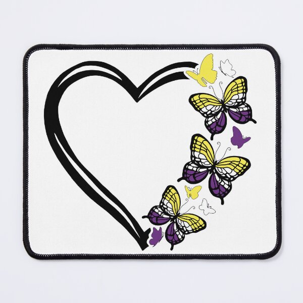 Item preview, Nonbinary Pride Flying Butterfly Heart  designed and sold by QueenS-Gallery.