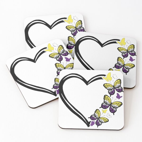 Item preview, Nonbinary Pride Flying Butterfly Heart  designed and sold by QueenS-Gallery.