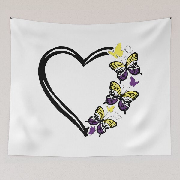 Item preview, Nonbinary Pride Flying Butterfly Heart  designed and sold by QueenS-Gallery.