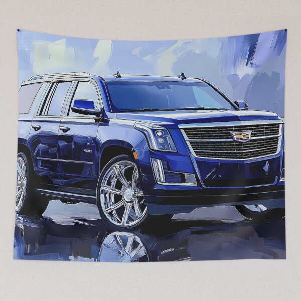 Artikelvorschau, „Blauer Cadillac Escalade – Digitaler Pop-Art-Druck“ II entworfen und verkauft von AutoPopStudio.