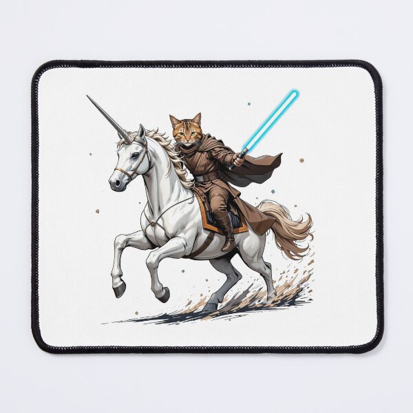 Item preview, Epic Cat Jedi on Unicorn with Lightsaber - Fantasy Sci-Fi Mashup designed and sold by latelierdechris.