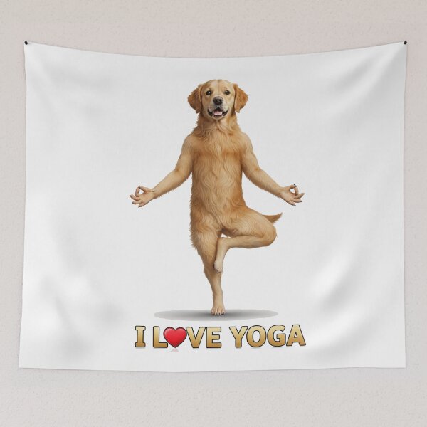 Item preview, Golden Retriever Yoga Pose - Funny and Adorable Dog Art designed and sold by latelierdechris.