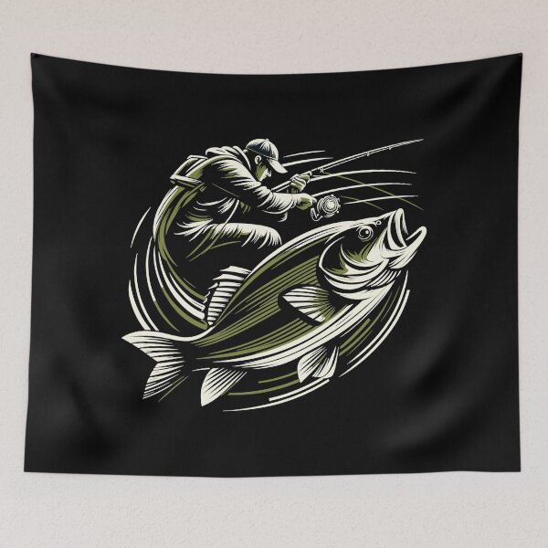 Item preview, Fishing Angler Perch Giant Fish Olive Green Gift designed and sold by Pineapple-Tree.