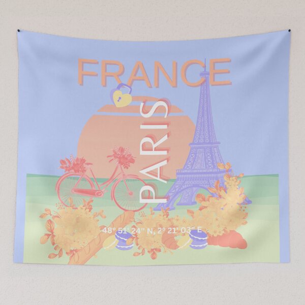 Item preview, Paris, France, Travel Art, Preppy, Pastel, Blue designed and sold by Magic Love Art Print.