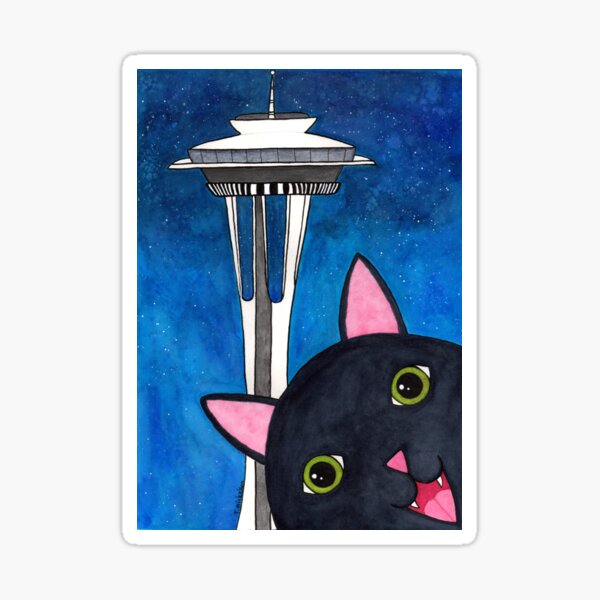 Item preview, Space Needle Tourist Cat photobomb designed and sold by tmoriginals.