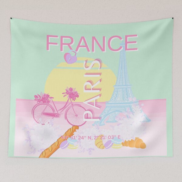 Item preview, Paris, France, Travel Art, Preppy, Pastel, Green designed and sold by Magic Love Art Print.