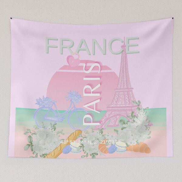 Item preview, Paris, France, Travel Art, Preppy, Pastel, Pink designed and sold by Magic Love Art Print.