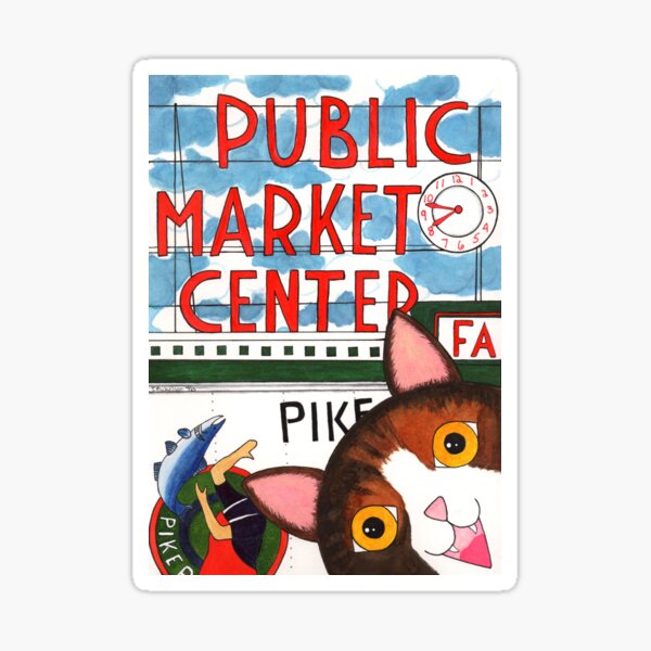 Pike Place Market Seattle Tourist Cat photobomb Sticker