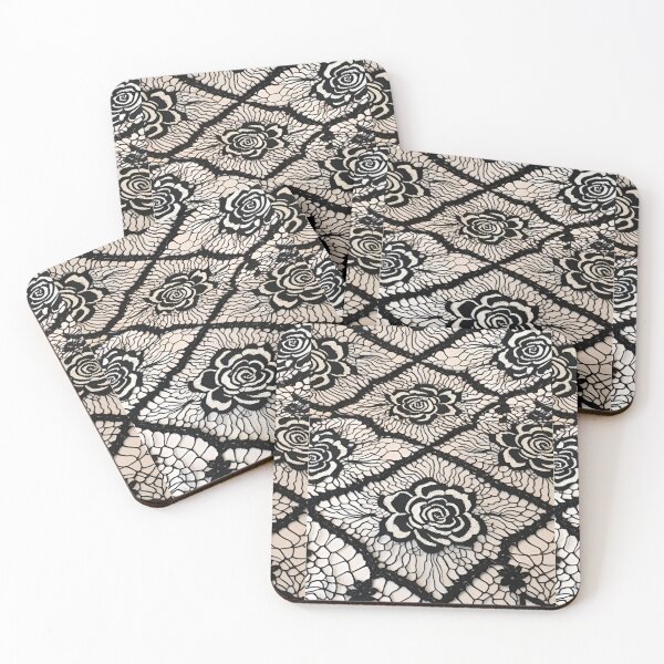 Item preview, Part of Irish crochet geometry black and white roses  handmade designed and sold by Atarac.