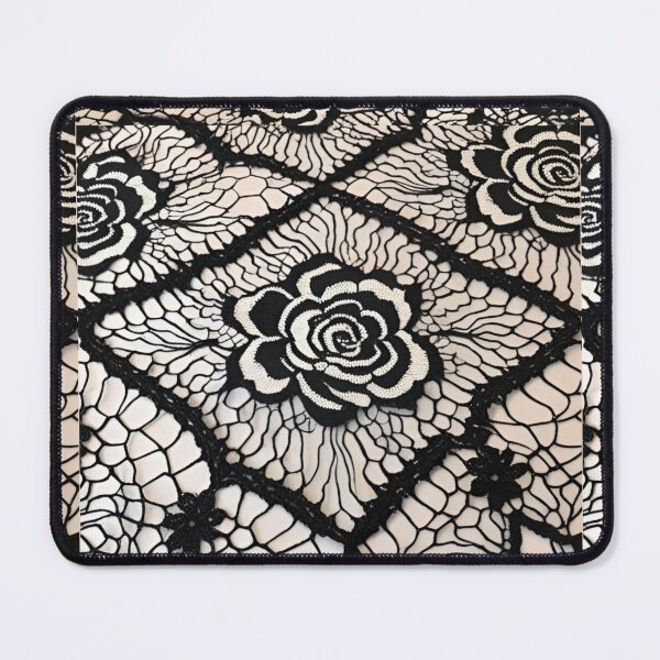 Item preview, Part of Irish crochet geometry black and white roses handmade designed and sold by Atarac.