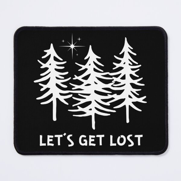 Item preview, Let's Get Lost, Outdoor Adventure, Forest Trees on a Starry Night, White Print designed and sold by tumbleweedphoto.