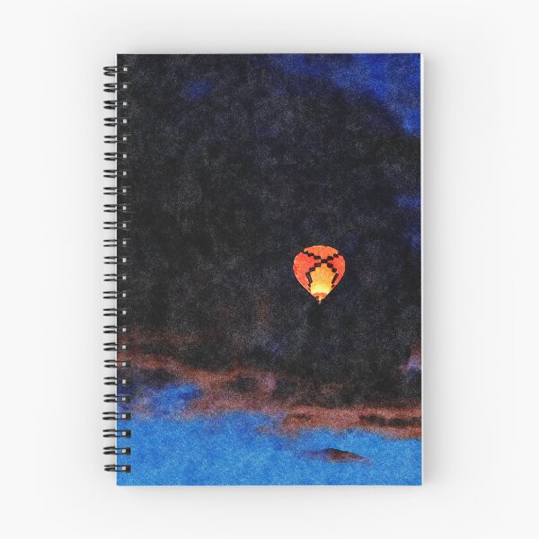 Item preview, Watercolor painting of a hot air balloon floating in a dark sky designed and sold by GestaltImagery.
