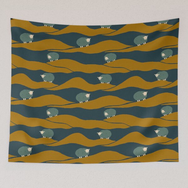 Item preview, Sleepy sheep on rolling hills at midnight designed and sold by aysegulkacar.