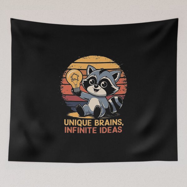 Item preview, Unique Brains, Infinite Ideas - Autism Awareness Raccoon Art designed and sold by love3617.