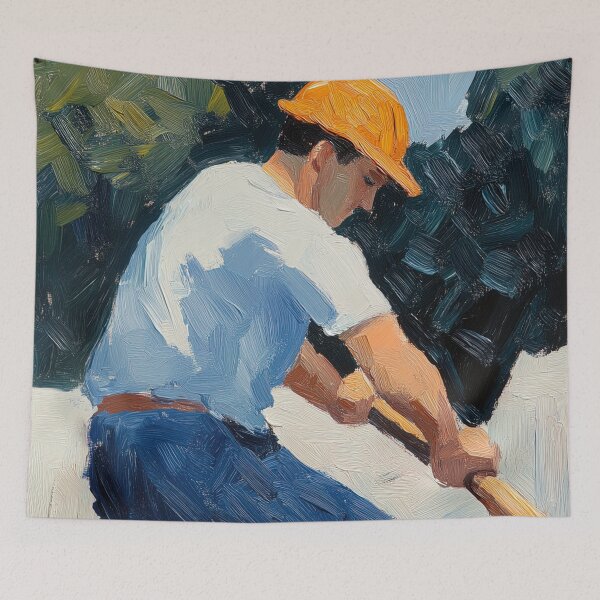 Item preview, Construction worker | Post-impressionist painting style designed and sold by ComicsFactory.