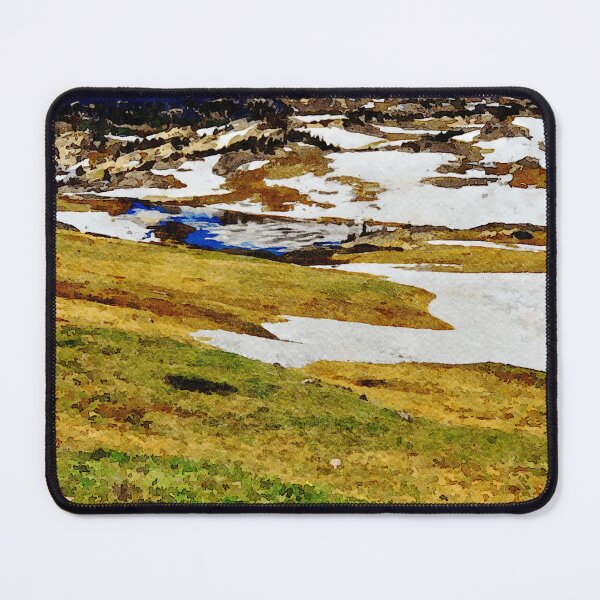 Item preview, Watercolor painting of Beartooth Highway with snowcapped mountains and lush greenery designed and sold by GestaltImagery.