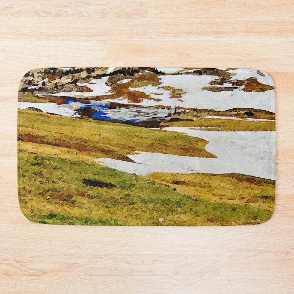 Item preview, Watercolor painting of Beartooth Highway with snowcapped mountains and lush greenery designed and sold by GestaltImagery.