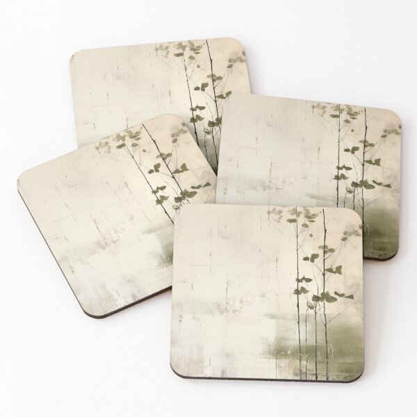 Item preview, Japandi and wabi sabi style vintage rustic abstract herbal art in neutral and sage designed and sold by filigreedigital.