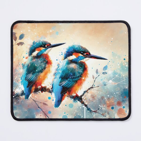 Item preview, two vibrant kingfishers perched on a branch designed and sold by Random Designs.