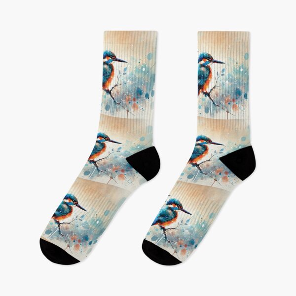 Item preview, two vibrant kingfishers perched on a branch designed and sold by Random Designs.