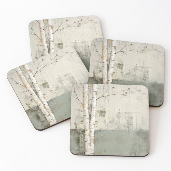 Item preview, Japandi and sabi sabi style rustic sage and neutral minimalist brich trees designed and sold by filigreedigital.