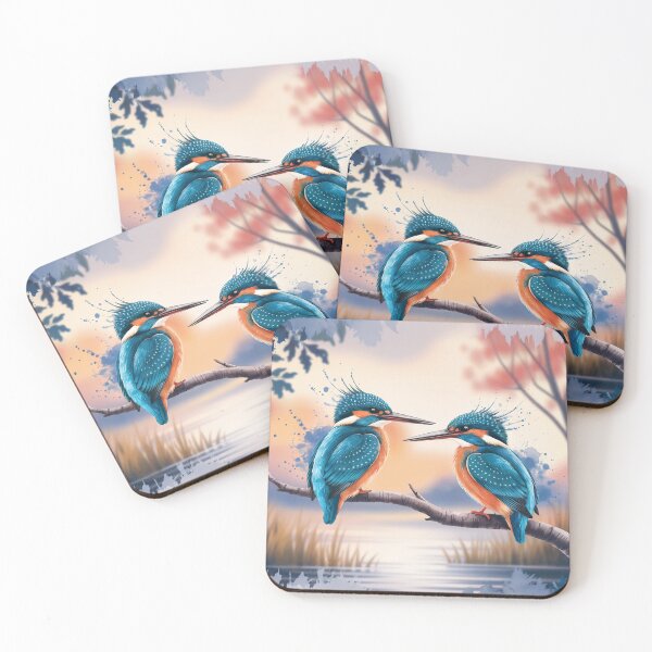 Item preview, vibrant kingfishers perched by river designed and sold by Random Designs.