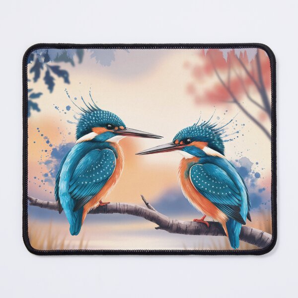 Item preview, vibrant kingfishers perched by river designed and sold by Random Designs.