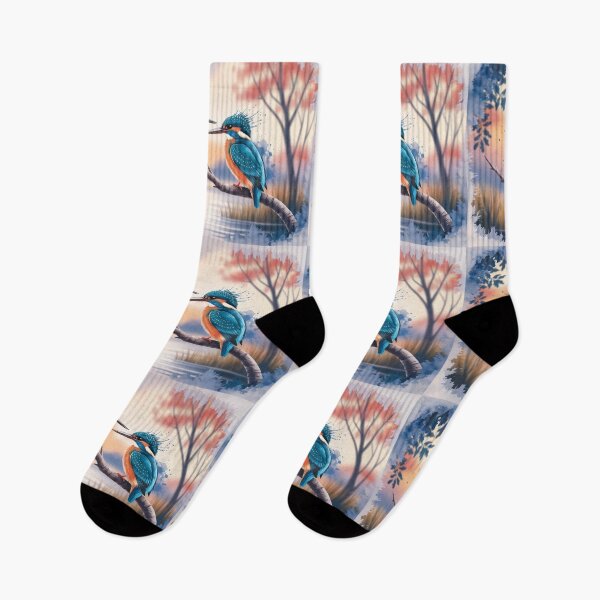Item preview, vibrant kingfishers perched by river designed and sold by Random Designs.
