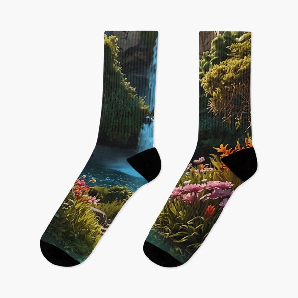 Item preview, Enchanted oasis: waterfall in a blooming paradise designed and sold by PixelParadies.