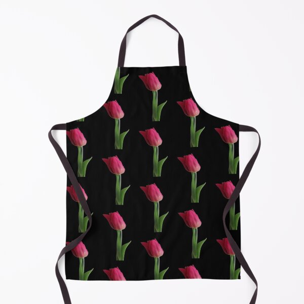 Item preview, A beautiful red tulip with a green stem and leaves against a black background. designed and sold by TAnnao.