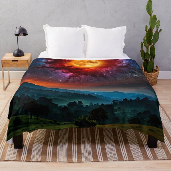 Item preview, Moon magic over the flowering valley: A cosmic night designed and sold by PixelParadies.