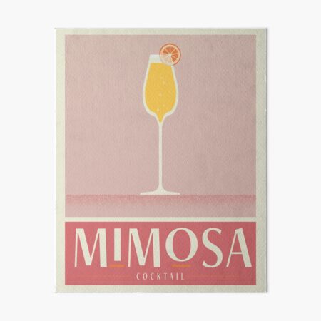 Artikel-Vorschau von Mimosa Orange Cocktail Vintage Poster Design mit Flötenglas und Garnitur, designt und verkauft von Jdawnink.