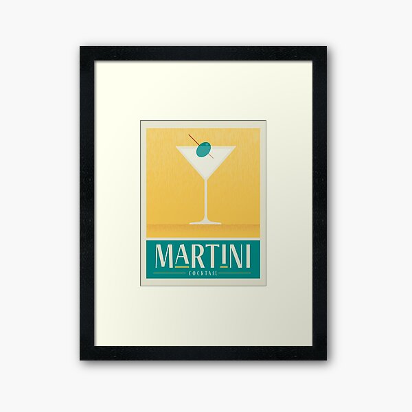 Item preview, Dry Martini with Olive Cocktail Vintage Poster design with elegant glass and garnish designed and sold by Jdawnink.