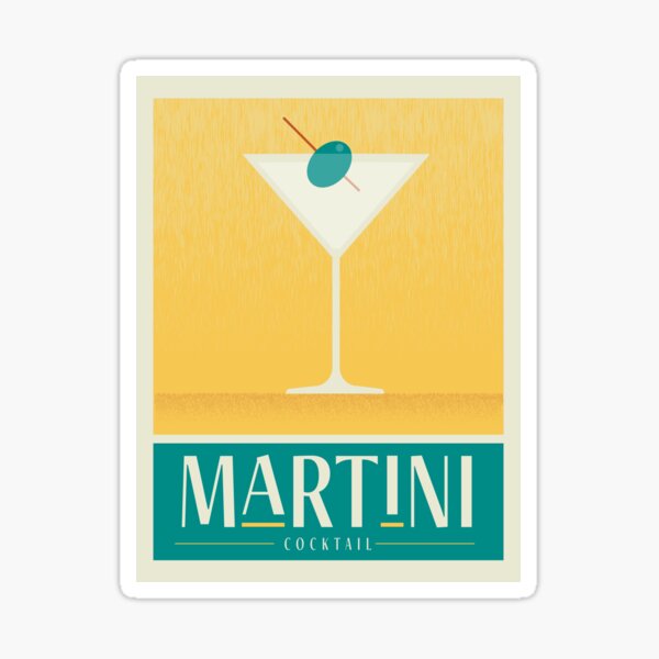 Item preview, Dry Martini with Olive Cocktail Vintage Poster design with elegant glass and garnish designed and sold by Jdawnink.