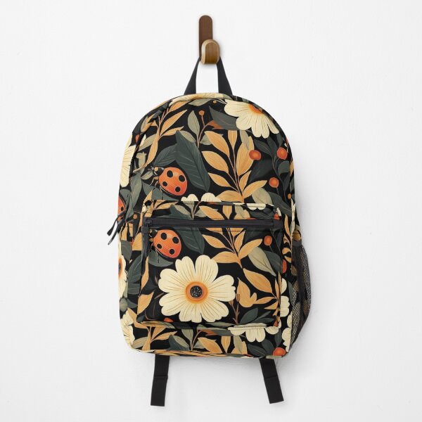 Vista previa del artículo con la obra «Patrón de mariquita otoñal: hojas y flores primaverales de estilo bohemio», diseñado y vendido por TuncGK.