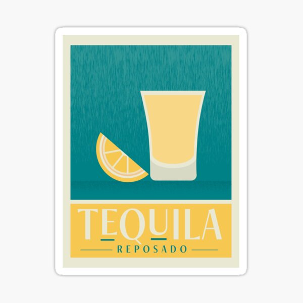Item preview, Reposado Tequila Shot Vintage Poster design with elegant glass and garnish designed and sold by Jdawnink.
