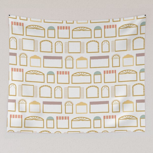 Item preview, Colorful window styles from welcoming homes on white background designed and sold by aysegulkacar.