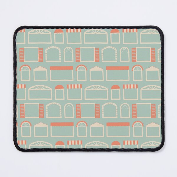 Item preview, Lively window styles from welcoming homes on teal background designed and sold by aysegulkacar.