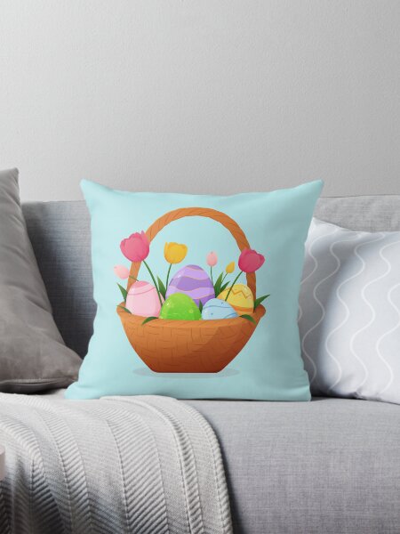 Item preview, Easter basket with colorful eggs and spring flowers designed and sold by KotVandal.