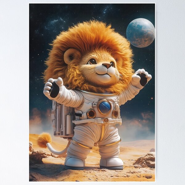 Item preview, Astronaut Lion in Space – Cute Space Explorer, Sci-Fi, Galaxy, Adventure designed and sold by AMJourney.