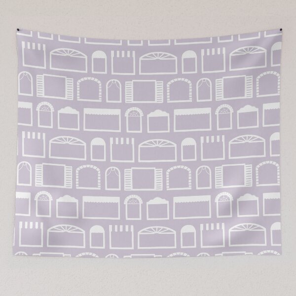Item preview, Lively window styles from welcoming homes on purple background designed and sold by aysegulkacar.