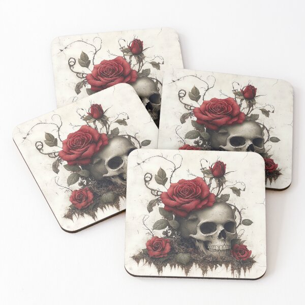 Item preview, Mortality's Bloom: The Skull Crowned in Crimson Velvet designed and sold by bloorose.